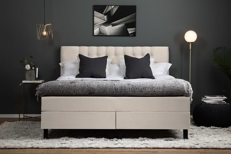 Lucky Kontinentalseng 160x200 Skum - Beige - Møbler - Senger - Komplett sengepakke