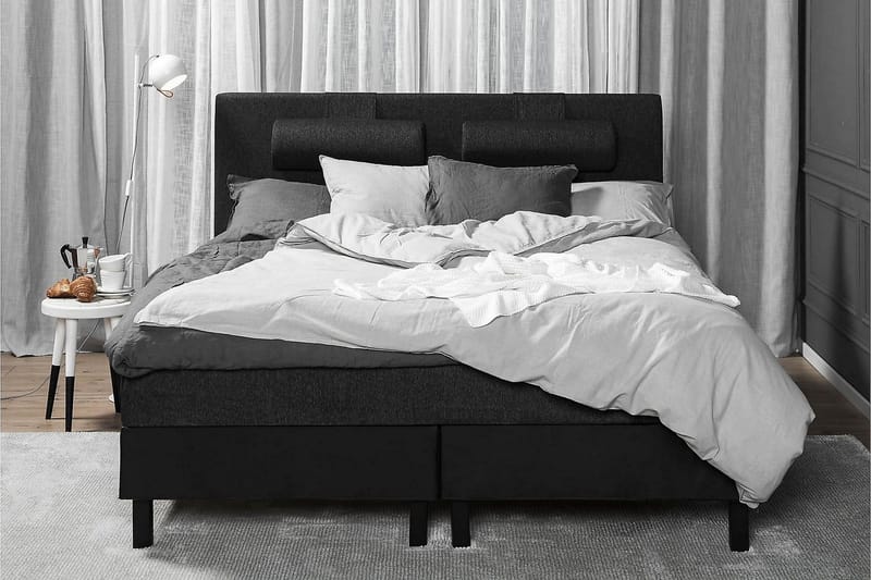 Lucky Kontinentalseng 160x200 Skum - Svart/Grå/PU - Møbler - Senger - Kontinentalsenger