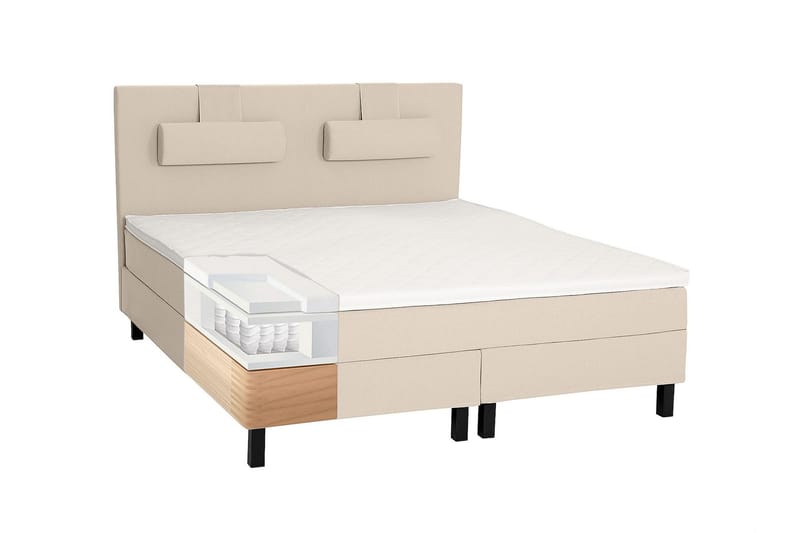 Lucky Kontinentalseng 180x200 Skum - Beige - Komplett sengepakke - Kontinentalsenger - Dobbeltsenger