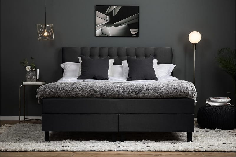 Lucky Kontinentalseng 180x200 Polyeter - Svart/Grå - Møbler - Senger - Kontinentalsenger