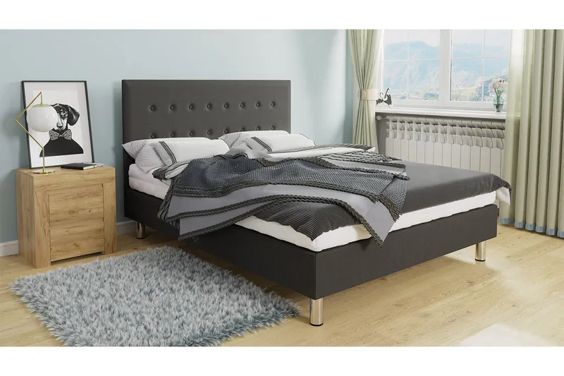 Lux Kontinentalseng 120x204 cm - Grå - Møbler - Senger - Kontinentalsenger