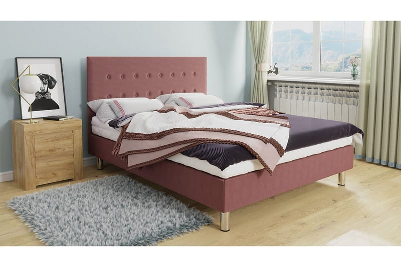 Lux Kontinentalseng 140x204 cm - Rosa - Møbler - Senger - Kontinentalsenger