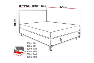 Lux Kontinentalseng 80x200 cm - Grå - Møbler - Senger - Kontinentalsenger