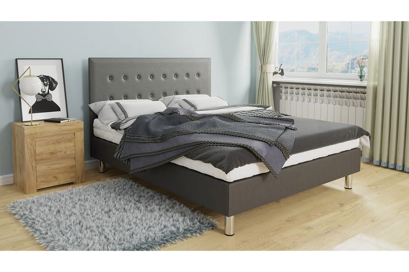 Lux Kontinentalseng 90x204 cm - Grå - Møbler - Senger - Kontinentalsenger