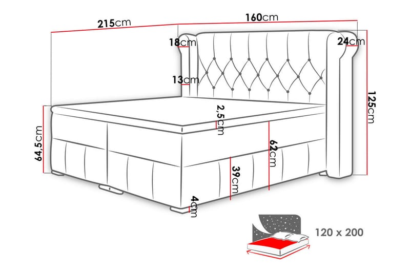Lyckorna Kontinentalseng 120x200 cm - Grå - Møbler - Senger - Kontinentalsenger