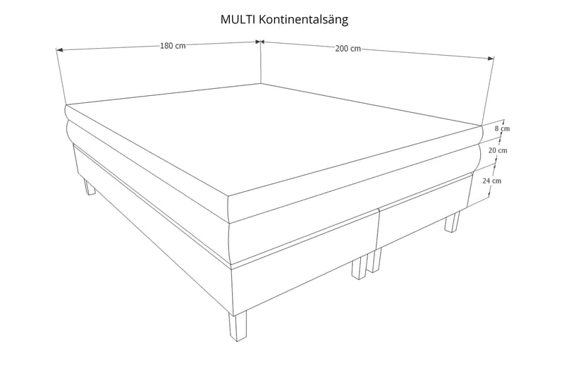 Mei Kontinentalseng 180x200 - Lysegrå - Kontinentalsenger - Dobbeltsenger