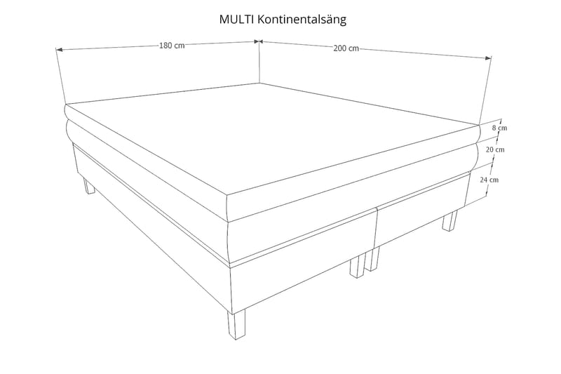 Mei Kontinentalseng 180x200 - Lysegrå - Kontinentalsenger - Dobbeltsenger