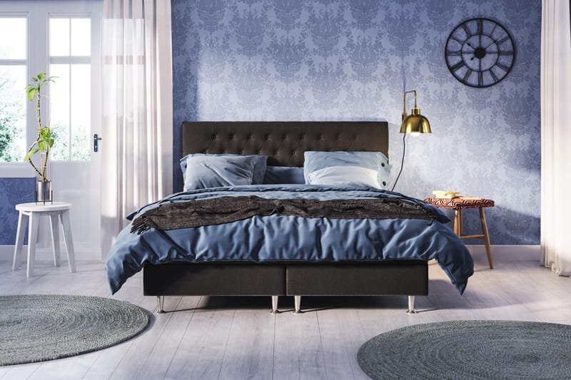 Meja Komplett Sengpakke 160x200 cm Dobbeltseng med Sengegavl - Svart - Møbler - Senger - Kontinentalsenger