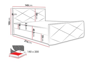 Milano Kontinentalseng 140x200 cm med Sengegavl - Svart - Møbler - Senger - Kontinentalsenger