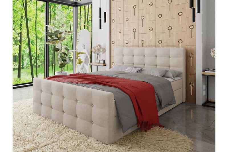 Milano Kontinentalseng 180x200 cm med Sengegavl - Beige - Møbler - Senger - Kontinentalsenger
