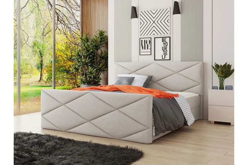 Milano Kontinentalseng 180x200 cm med Sengegavl - Beige - Møbler - Senger - Kontinentalsenger