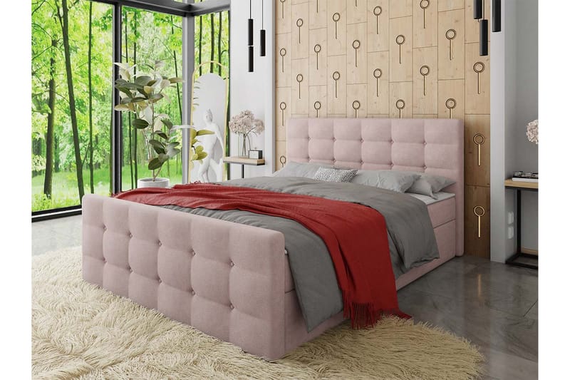 Milano Kontinentalseng 180x200 cm med Sengegavl - Rosa - Møbler - Senger - Kontinentalsenger