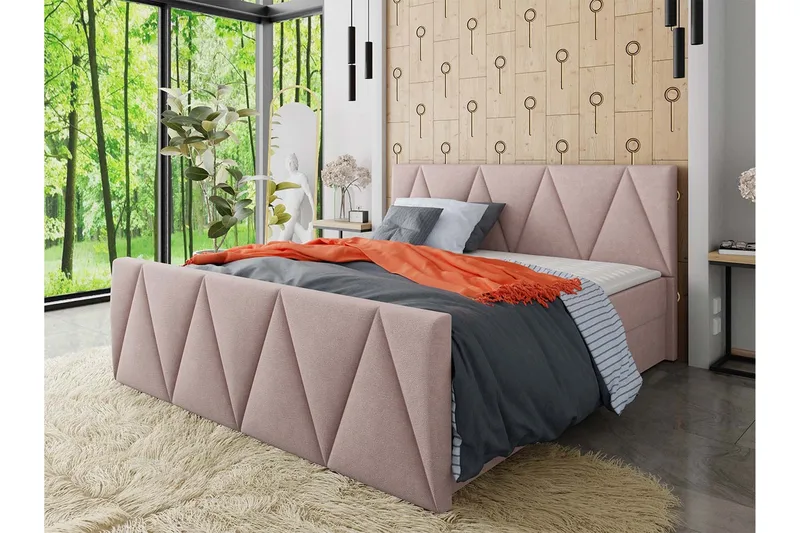 Milano Kontinentalseng 180x200 cm med Sengegavl - Rosa - Møbler - Senger - Kontinentalsenger