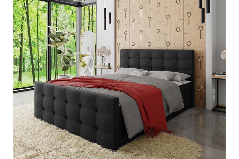 Milano Kontinentalseng 180x200 cm med Sengegavl - Svart - Møbler - Senger - Kontinentalsenger