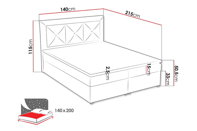 Moden Kontinentalseng 140x215 cm - Svart - Møbler - Senger - Kontinentalsenger