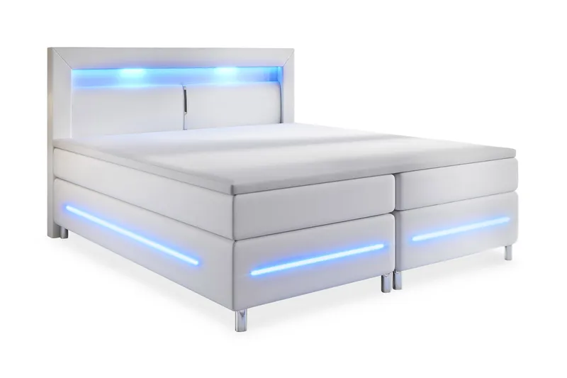 Modena Lyx Sengepakke 160x200 LED-belysning - Hvit - Møbler - Senger - Kontinentalsenger