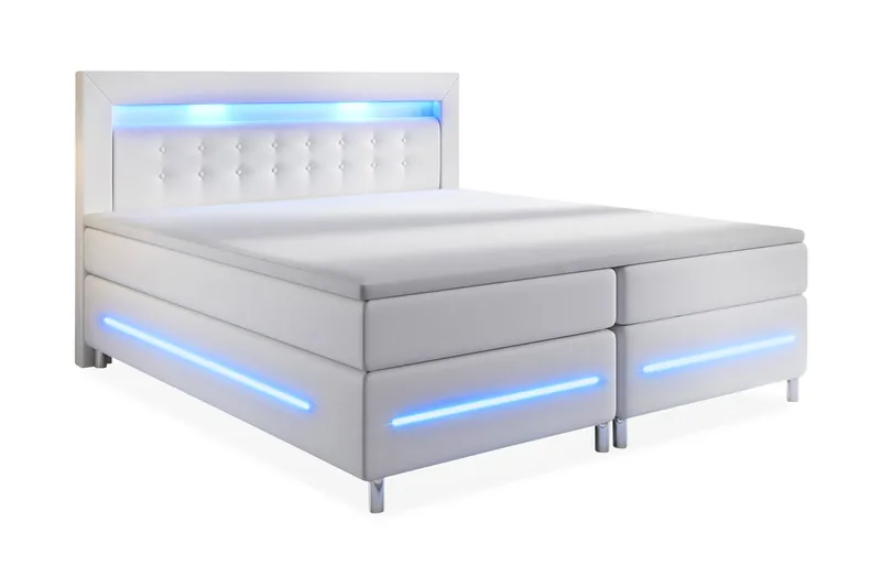 Modena Lyx Sengepakke 180x200 LED-belysning - Hvit - Møbler - Senger - Kontinentalsenger