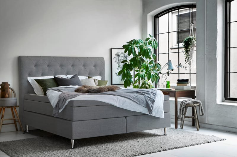 Möllosund Komplett Sängpaket Medium/Fast 180x200 - Lysegrå - Møbler - Senger - Komplett sengepakke