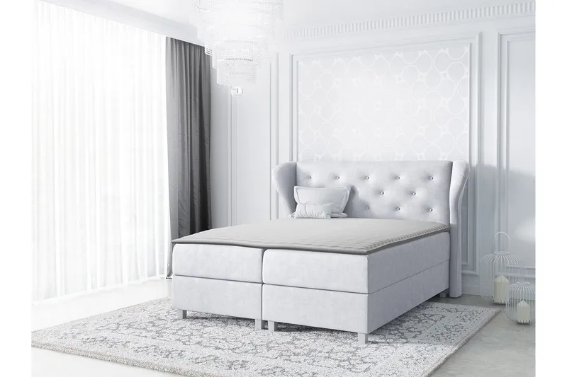 Naurstad kontinentalseng 160x200 - Lysegrå - Møbler - Senger - Kontinentalsenger