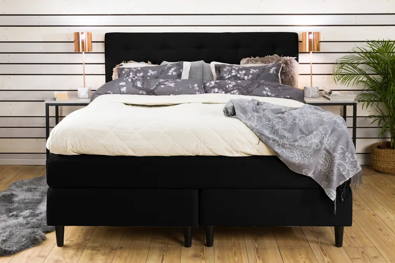 Nice Deluxe Komplett Sengepakke 160x200 - Svart - Møbler - Senger - Kontinentalsenger