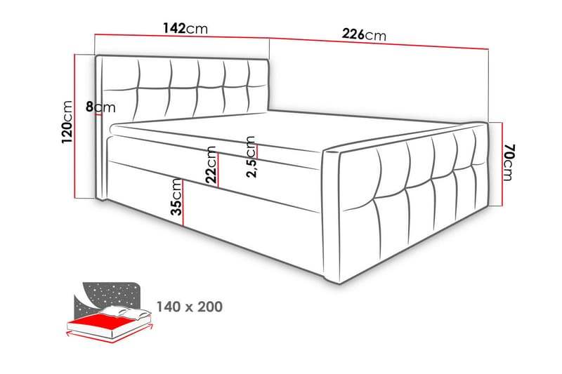 Norrbacksjö Kontinentalseng 140x200 cm - Kontinentalsenger - Dobbeltsenger