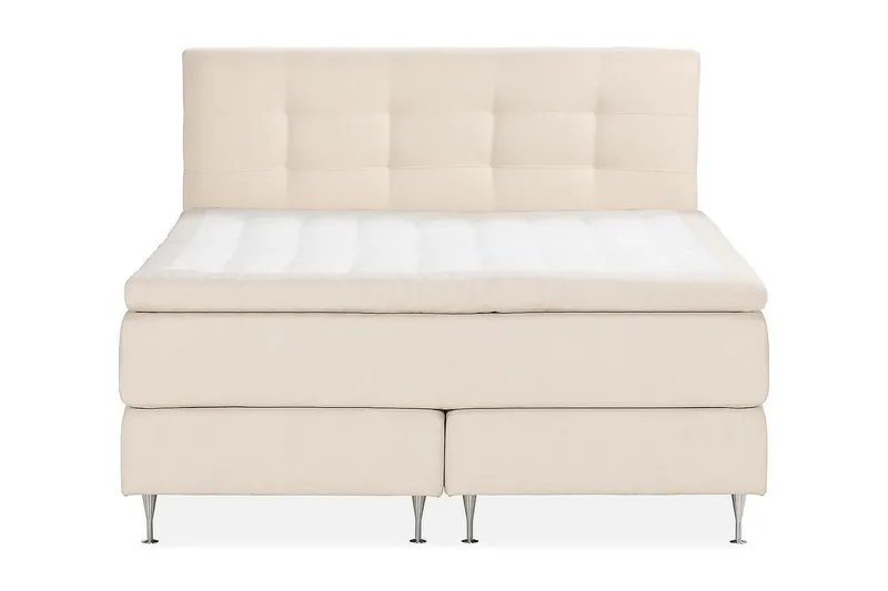 Oslo Luksus Komplett Seng Pakke Kontinentalseng 180x200 cm med Knapper trukket sengegavl - Beige - Møbler - Senger - Kontinentalsenger