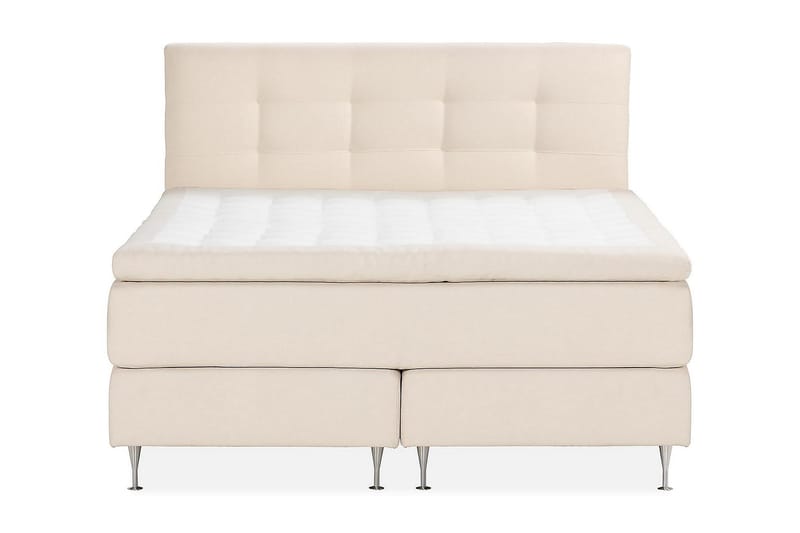 Oslo Lyx Komplett Sengpakke Boucle Knappegavl 160x200 cm - Beige - Møbler - Senger - Komplett sengepakke