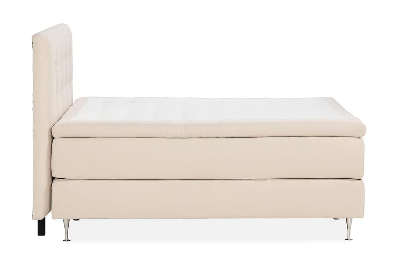 Oslo Lyx Komplett Sengpakke Boucle Knappegavl 160x200 cm - Beige - Møbler - Senger - Komplett sengepakke