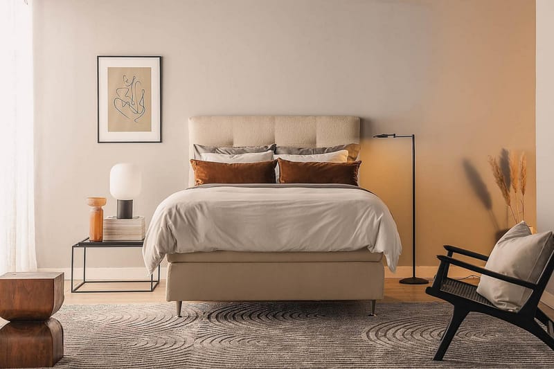 Oslo Lyx Kontinentalseng Boucle 120x200 - Beige - Møbler - Senger - Kontinentalsenger