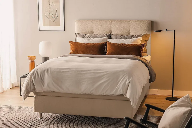 Oslo Lyx Kontinentalseng Boucle 120x200 - Beige - Møbler - Senger - Kontinentalsenger