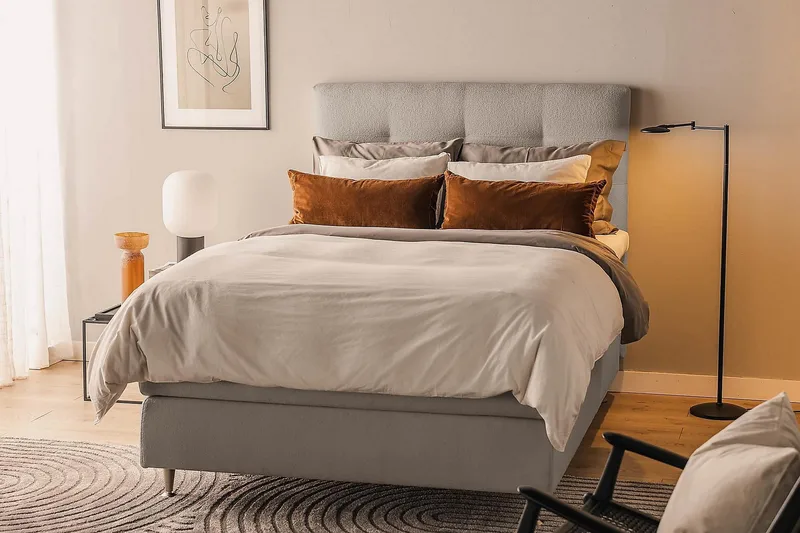Oslo Lyx Kontinentalseng Boucle 120x200 - Grå - Møbler - Senger - Kontinentalsenger