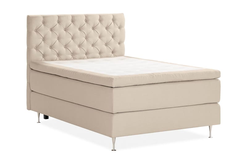 Oslo Lyx Sengepakke Boucle 140x200 Dypheftende Gavl - Beige - Møbler - Senger - Komplett sengepakke