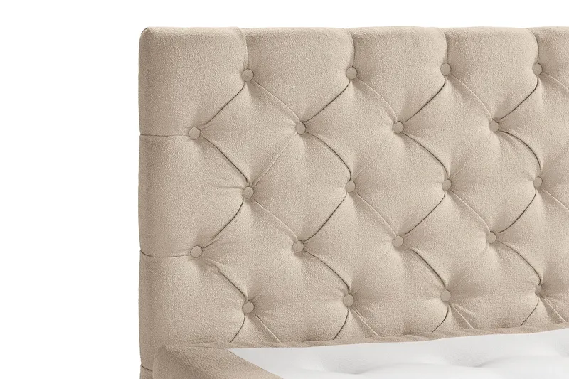 Oslo Lyx Sengepakke Boucle 140x200 Dypheftende Gavl - Beige - Møbler - Senger - Kontinentalsenger