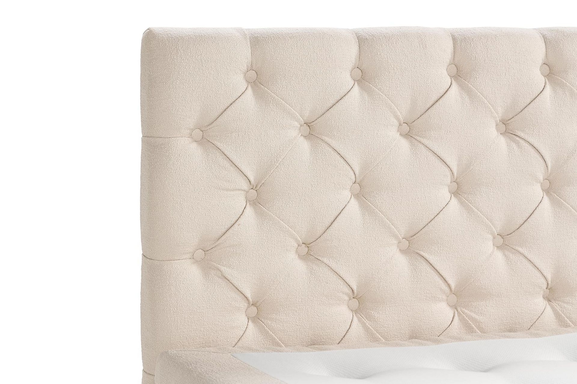 Oslo Lyx Sengepakke Boucle 140x200 Dypheftende Gavl - Lysebeige - Møbler - Senger - Komplett sengepakke