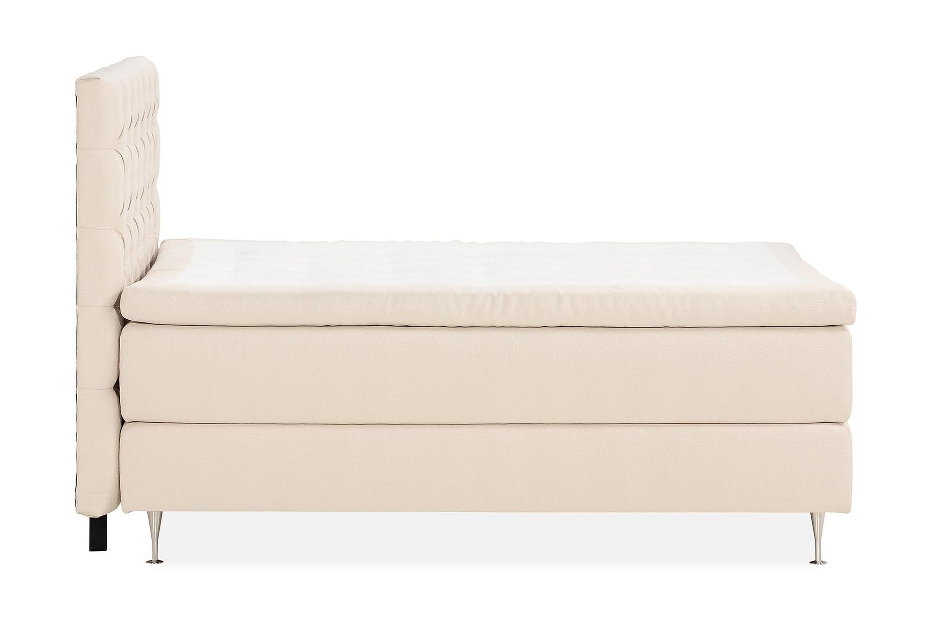 Oslo Lyx Sengepakke Boucle 140x200 Dypheftende Gavl - Lysebeige - Møbler - Senger - Komplett sengepakke