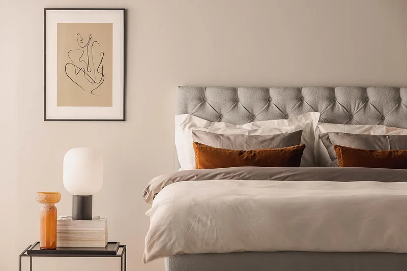 Oslo Lyx Sengepakke Boucle 160x200 Dypheftende Gavl - Grå - Møbler - Senger - Kontinentalsenger