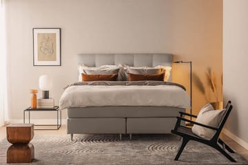 Oslo Lyx Sengepakke Boucle 160x200 Knappad Gavl - Grå - Møbler - Senger - Komplett sengepakke