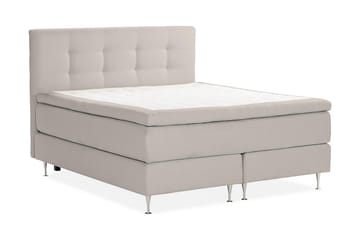 Oslo Lyx Sengepakke Boucle 160x200 Knappad Gavl - Grå - Møbler - Senger - Komplett sengepakke