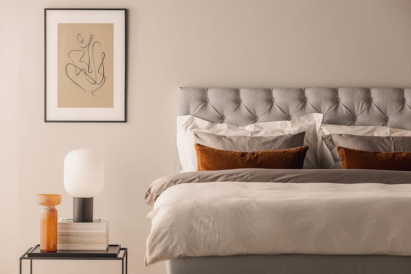 Oslo Lyx Sengepakke Boucle 180x200 Dypheftende Gavl - Grå - Møbler - Senger - Kontinentalsenger