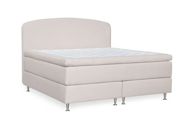 Oslo Lyx Sengpakke Kontinentalseng 160x200 cm Curved Sengegavl, Lys beige