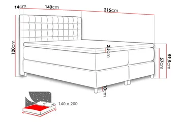 Plevoll Kontinentalseng 140x200 - Lysegrå - Møbler - Senger - Kontinentalsenger