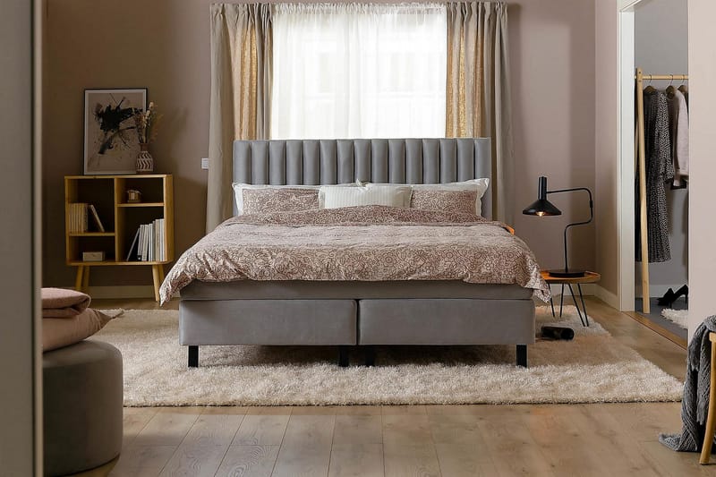 Princess Kontinentalseng 120x200cm - Lysegrå/Fløyel - Møbler - Senger - Kontinentalsenger