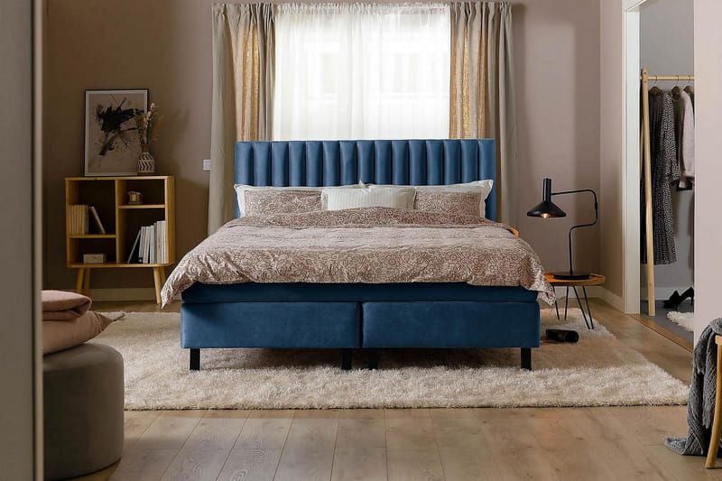 Princess Kontinentalseng 120x200cm - Mørkeblå/Fløyel - Møbler - Senger - Kontinentalsenger