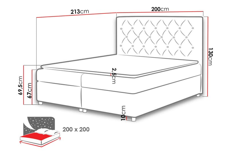 Roma Sengepakke 200x200 cm - Grå - Komplett sengepakke - Kontinentalsenger - Dobbeltsenger - Familieseng