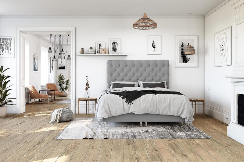 Royal Kontinentalseng 180x200 - Lysegrå - Møbler - Senger - Komplett sengepakke