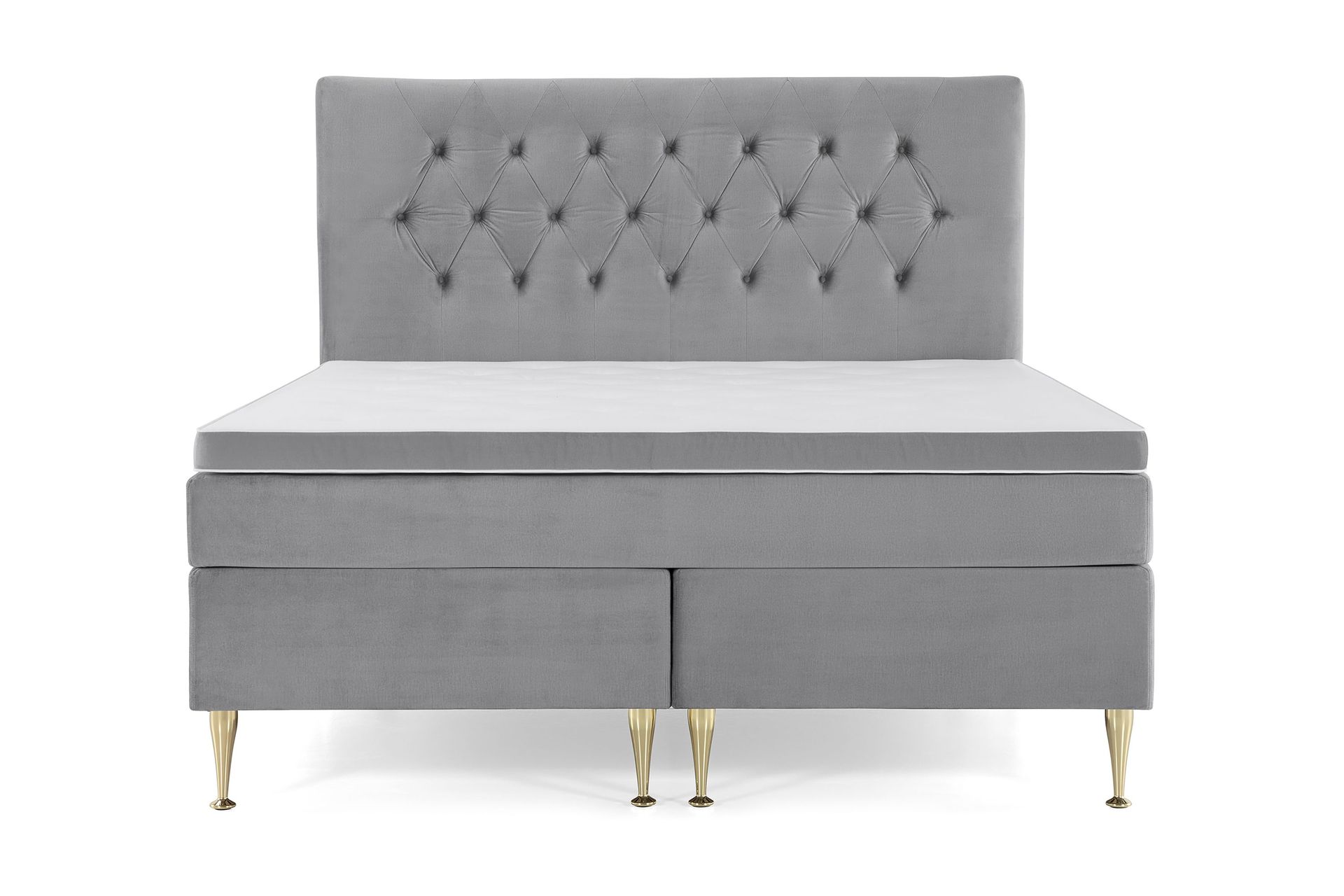 Royal Velvet Komplett Sengepakke 160x200 cm - Lysegrå Fløyel/Høye Gullben