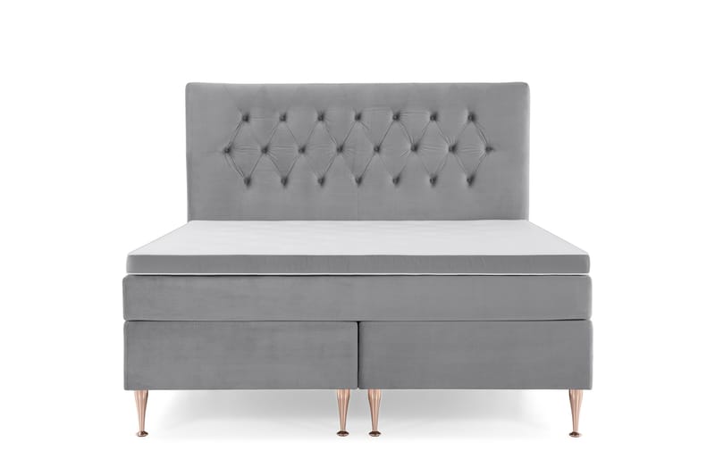 Royal Velvet Komplett Sengepakke 160x200 cm - Lysegrå Fløyel/Høye Rosében - Møbler - Senger - Kontinentalsenger