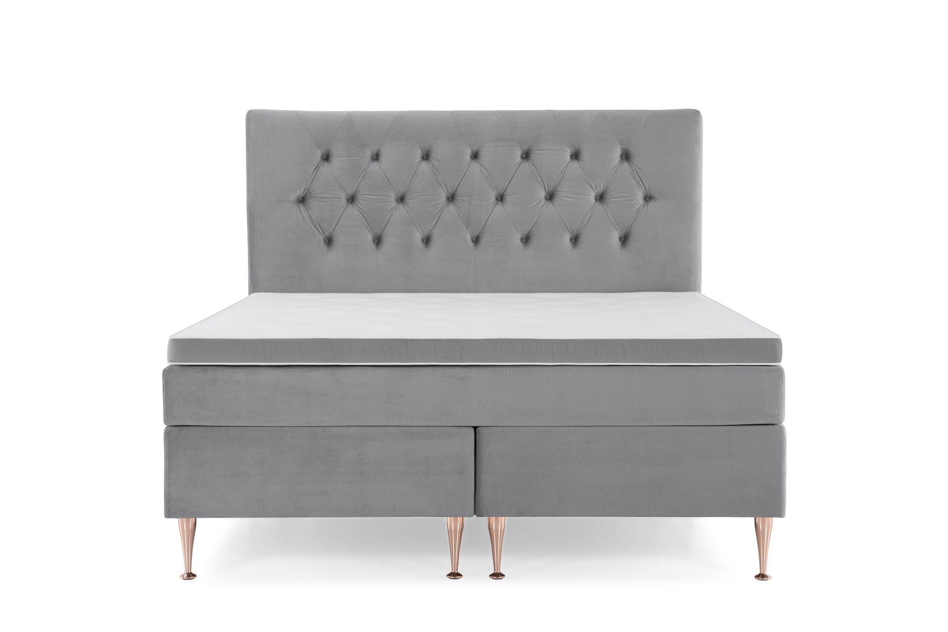 Royal Velvet Komplett Sengepakke 160x200 cm - Lysegrå Fløyel/Høye Rosében