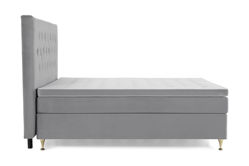 Royal Velvet Komplett Sengepakke 160x200 cm - Lysegrå Fløyel/Lave Gullben - Møbler - Senger - Kontinentalsenger