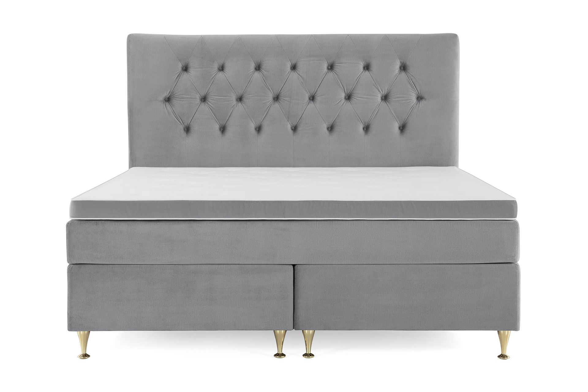 Royal Velvet Komplett Sengepakke 160x200 cm - Lysegrå Fløyel/Lave Gullben
